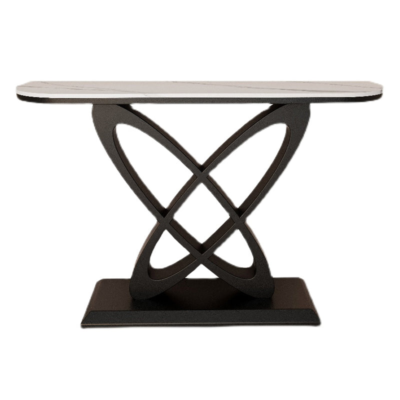 Contemporary Half Moon Console Table with Pedestal Base Accent Table