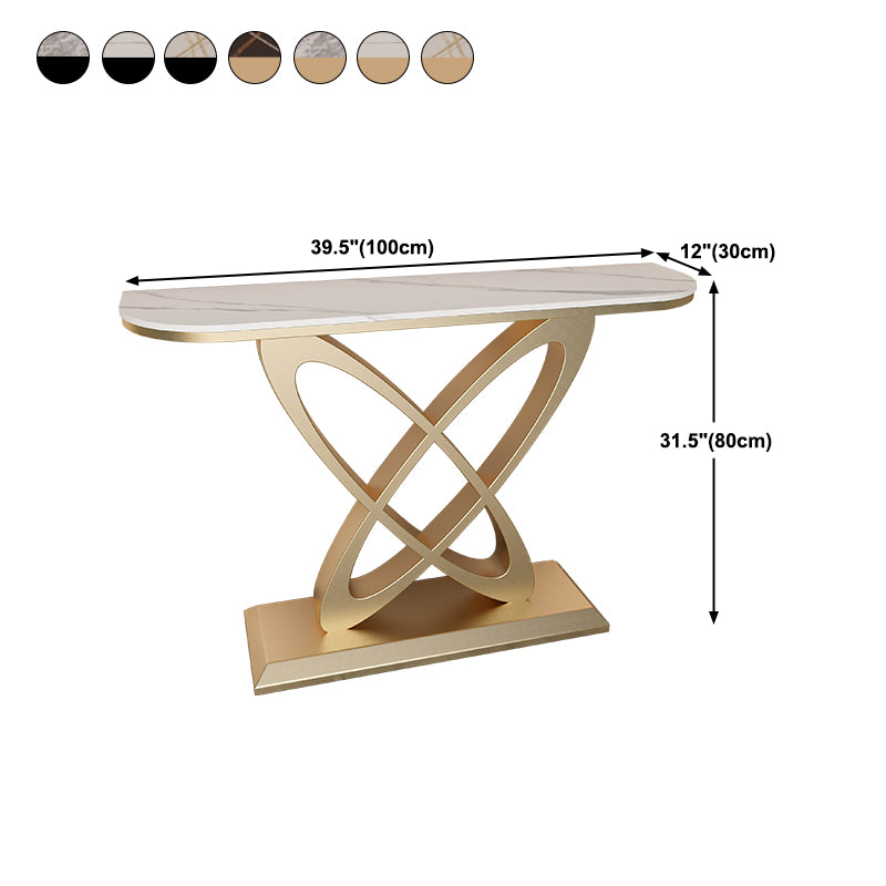 Contemporary Half Moon Console Table with Pedestal Base Accent Table