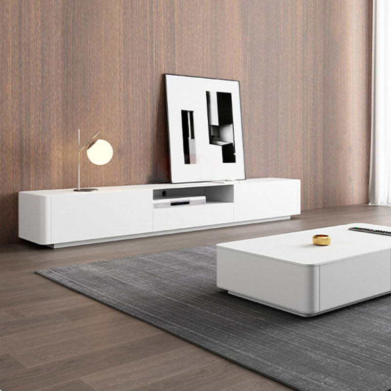 Contemporary TV Console White Wooden TV Media Stand for Living Room