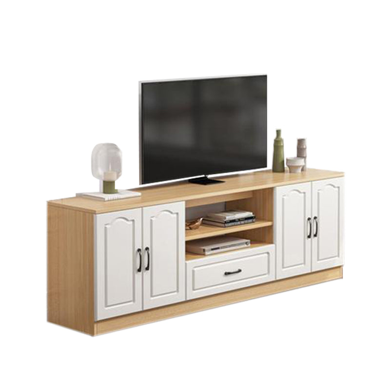 23.5" H Modern Wooden TV Stand Console Open Storage TV Stand with Drawer and Doors