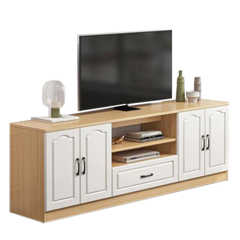 23.5" H Modern Wooden TV Stand Console Open Storage TV Stand with Drawer and Doors