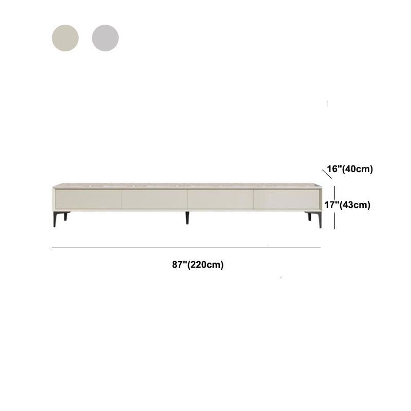 Contemporary TV Console, Matte/ Glossy White TV Stand with 4 Drawers