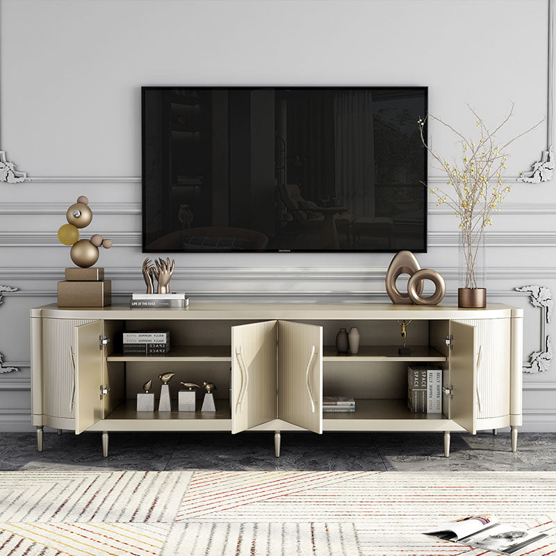 Glam Wood TV Media Stand with Doors, Enclosed Storage TV Stand Console