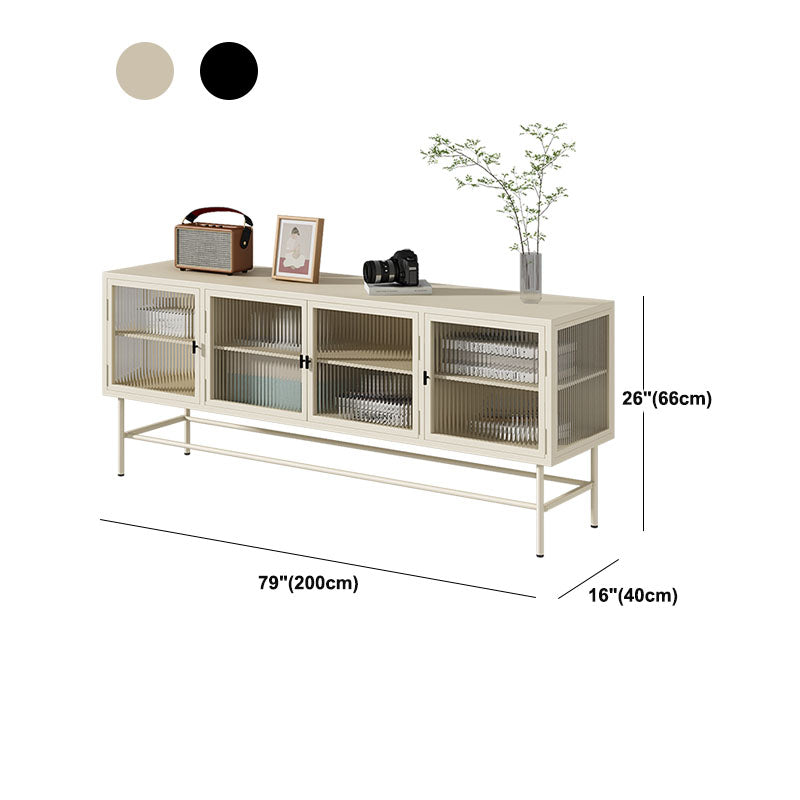 Industrial Metal and Glass TV Media Console 4-Door TV Media Stand