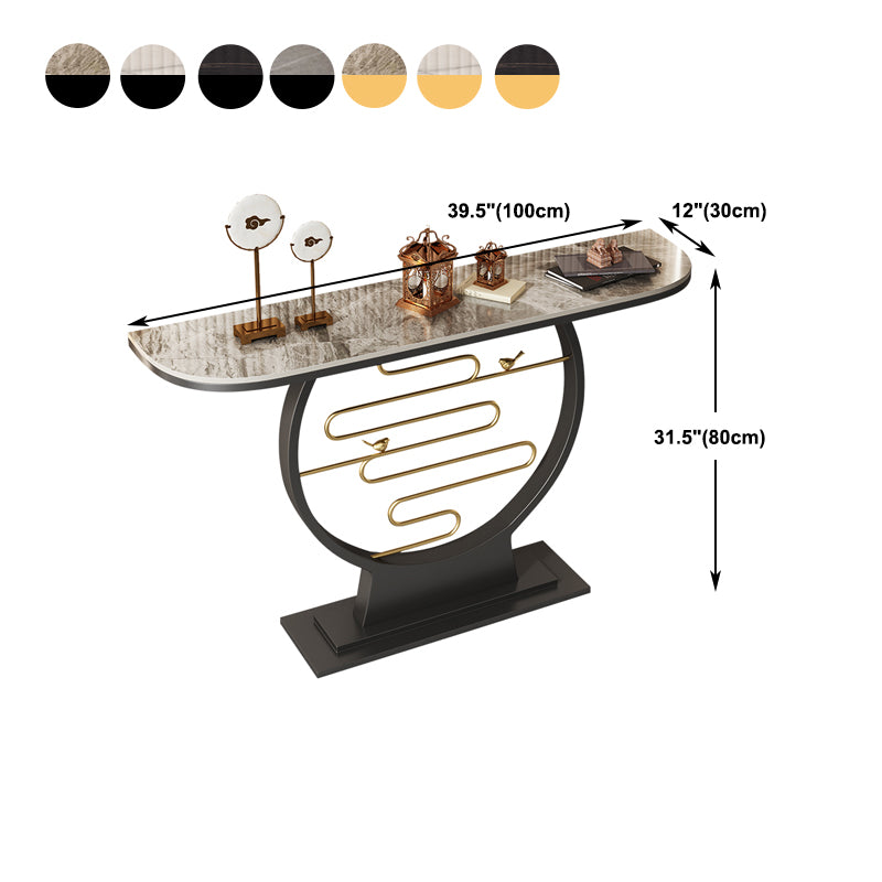 31.49" High Stone Console Table Scratch Resistan Table Half Moon Accent Table