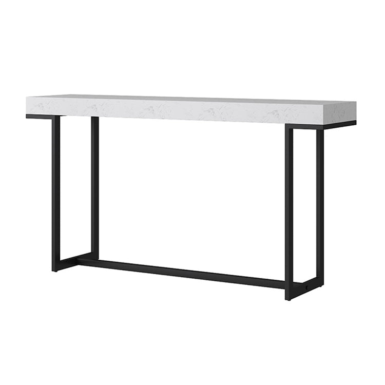 Iron Trestle Cosnole Table with Marble Top Accent Table for Hall