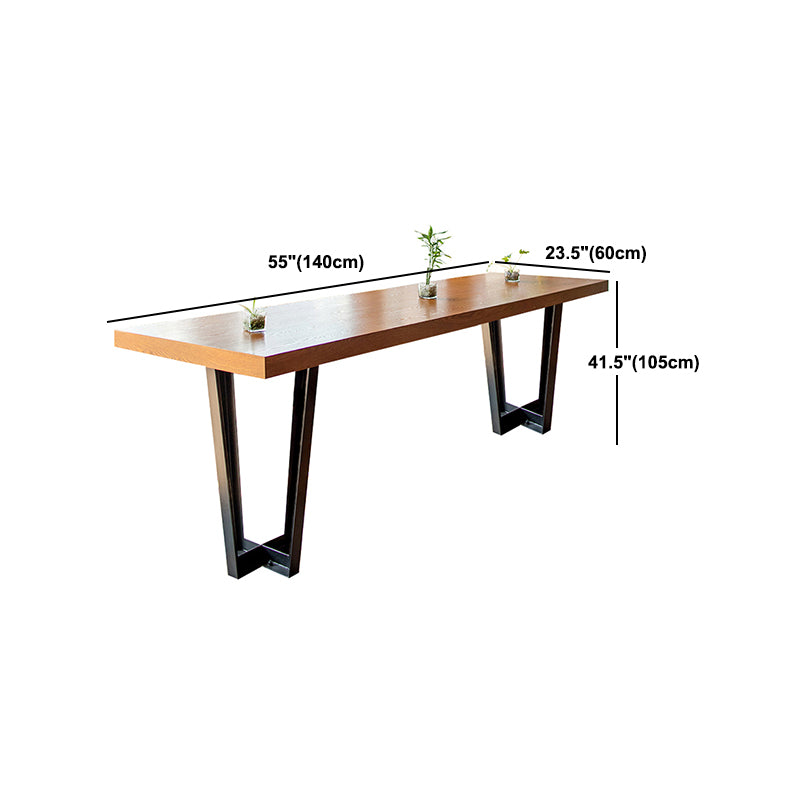 Contemporary Style Bar Table Solid Wood Sled Base Bar Dining Table