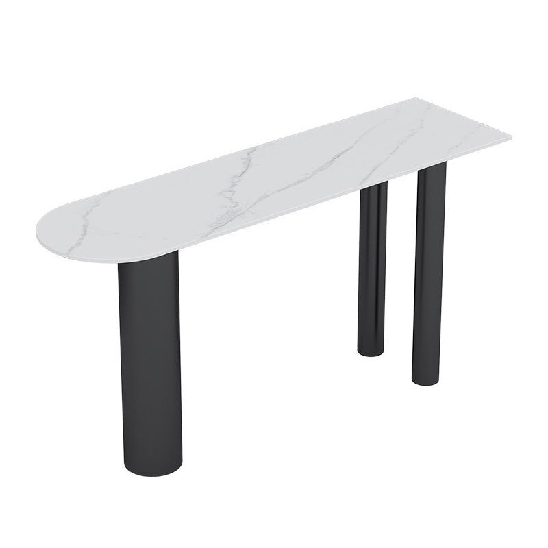 Specialty Bar Table with Metal Legs White Contemporary Pub Table for Home