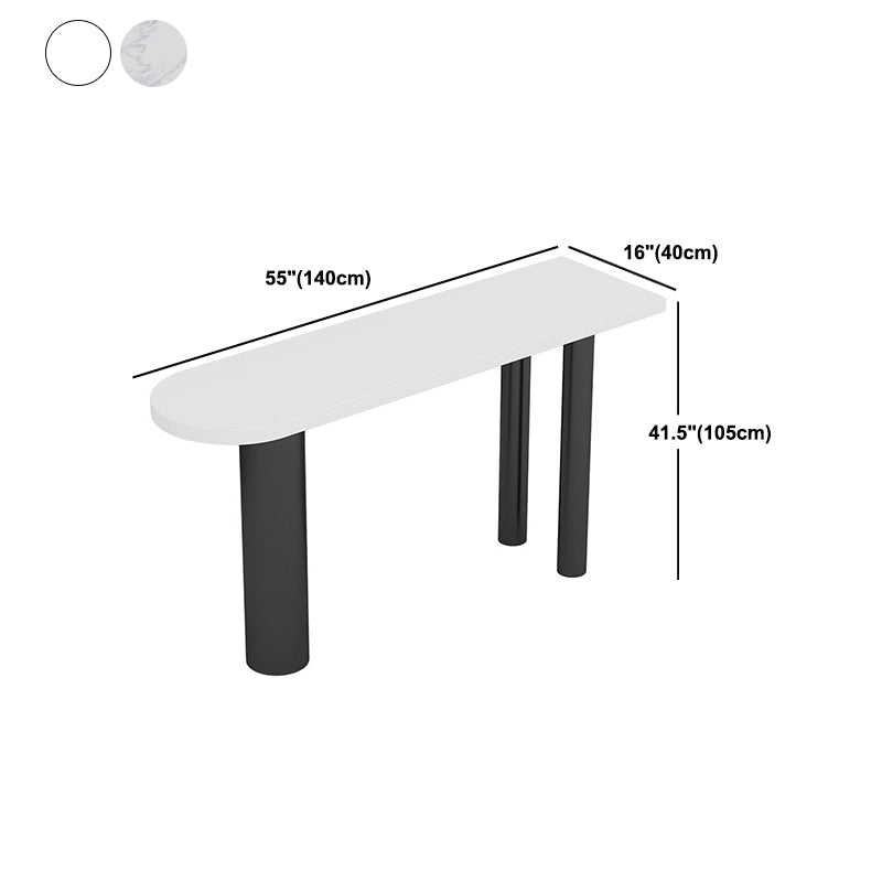 Specialty Bar Table with Metal Legs White Contemporary Pub Table for Home