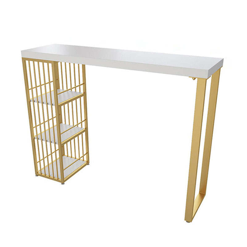 Glam Rectangle Bistro Table White Top Pub Table with Storage Base