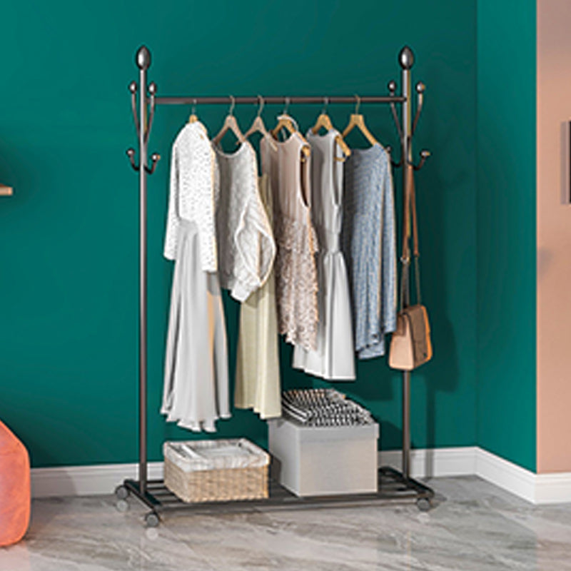 Modern Hall Stand with Hooks and Castors Storage Shelf Coat Hanger