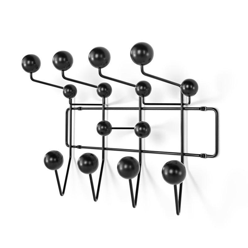 Industrial Hooks Punch-Free Metal Wall-Mounted Coat Rack with Wood Ball Decoration