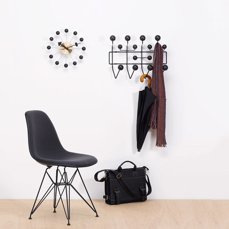 Industrial Hooks Punch-Free Metal Wall-Mounted Coat Rack with Wood Ball Decoration