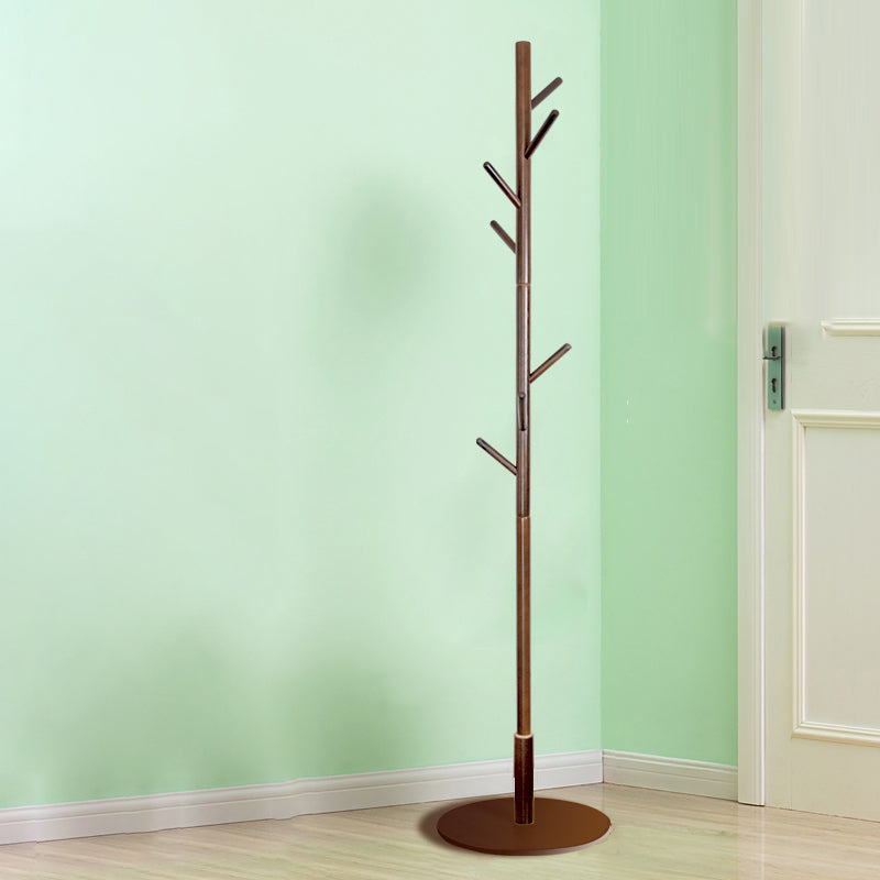 Modern Plain Solid Wood Free Standing Coat Rack with Coat Hooks