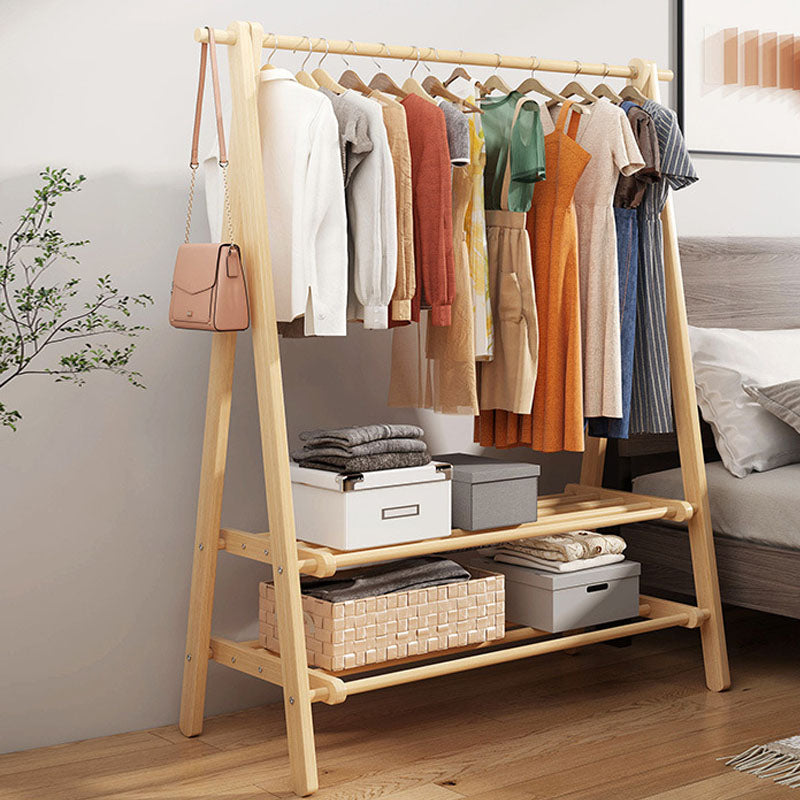 Modern Coat Hanger Hanging Rail Shelves Wood Entry Hall Tree