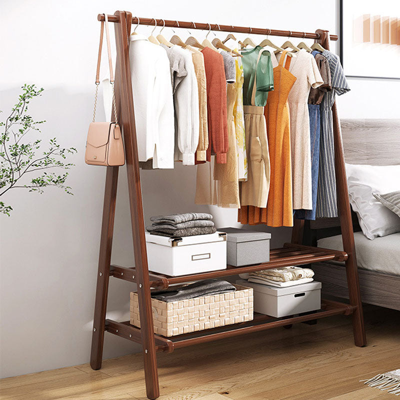 Modern Coat Hanger Hanging Rail Shelves Wood Entry Hall Tree