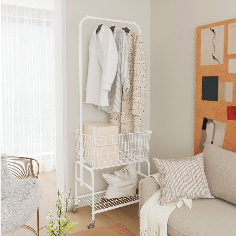 Metal Coat Hanger, Storage Baskets and Castors, Industrial Entryway Kit