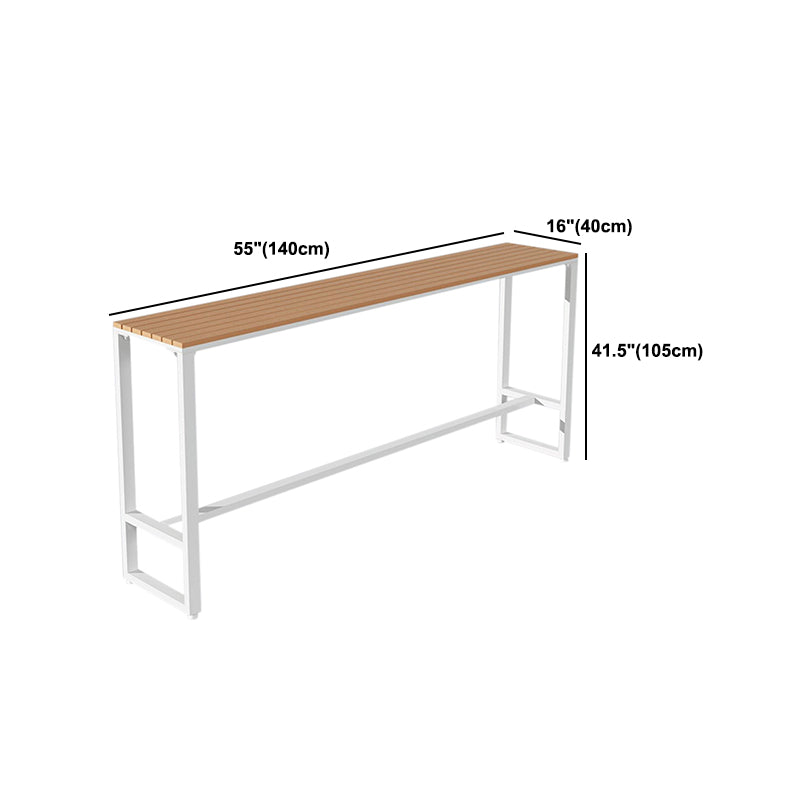 Modern Pub Table with White Trestle Faux Wood Top Bar Table for Small Places