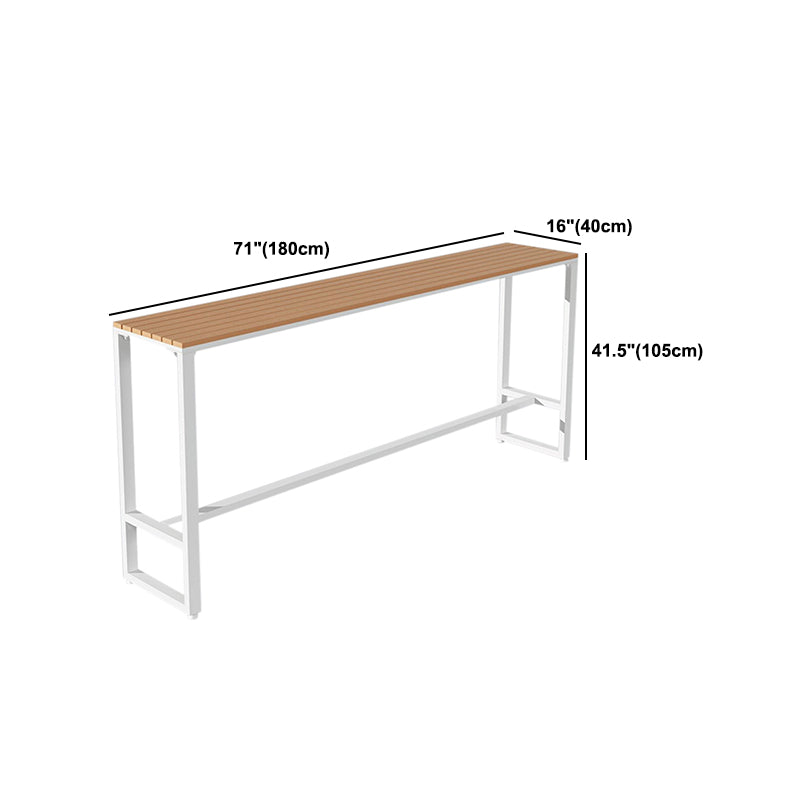 Modern Pub Table with White Trestle Faux Wood Top Bar Table for Small Places