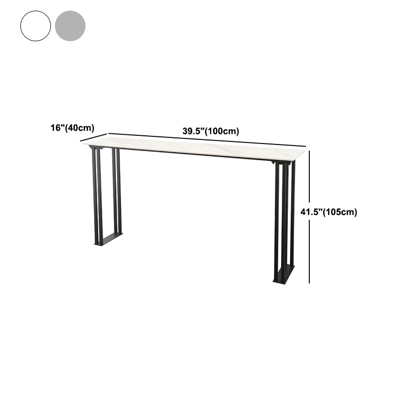 Industrial Pub Table for Living Room Stone Top Bar Table with Double Pedestal