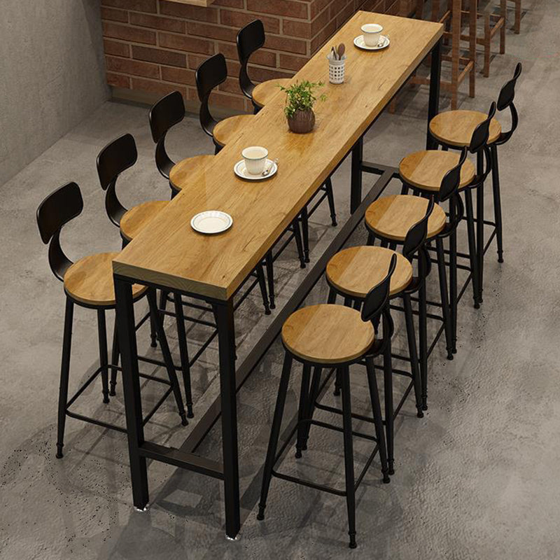 Natural Pine Wood Top Bistro Table Modern Bar Table with Trestle