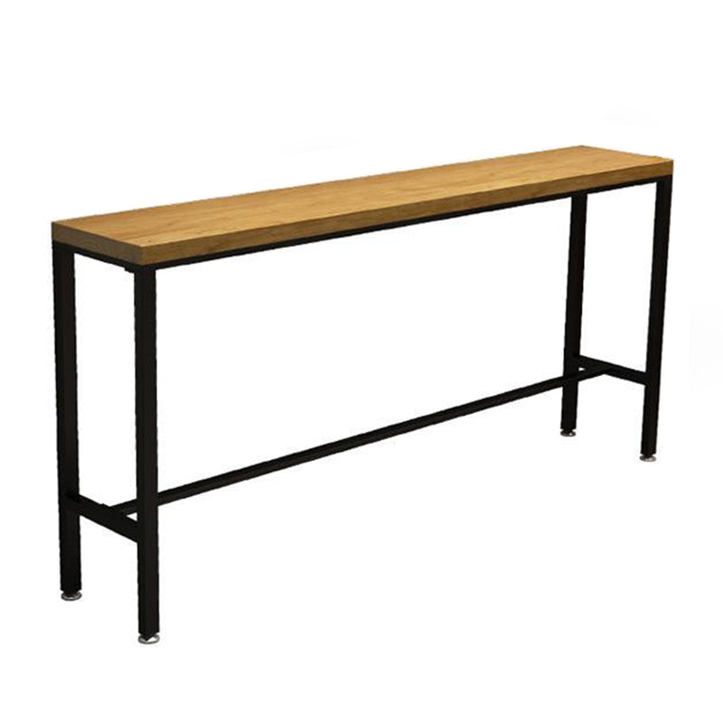 Natural Pine Wood Top Bistro Table Modern Bar Table with Trestle