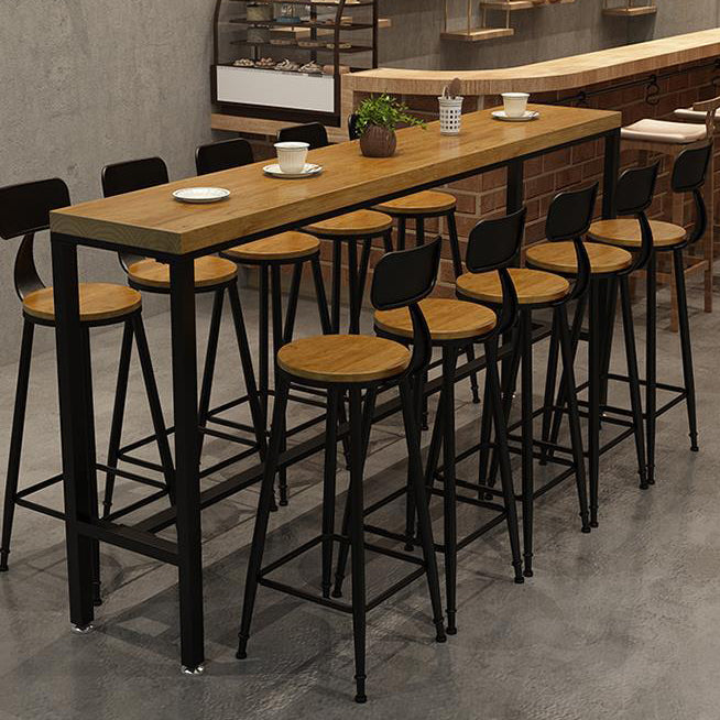 Natural Pine Wood Top Bistro Table Modern Bar Table with Trestle