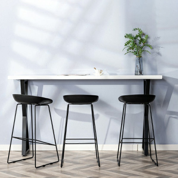 White Solid Wood Top Bar Table Industrial Bistro Table with Black Metal Frame