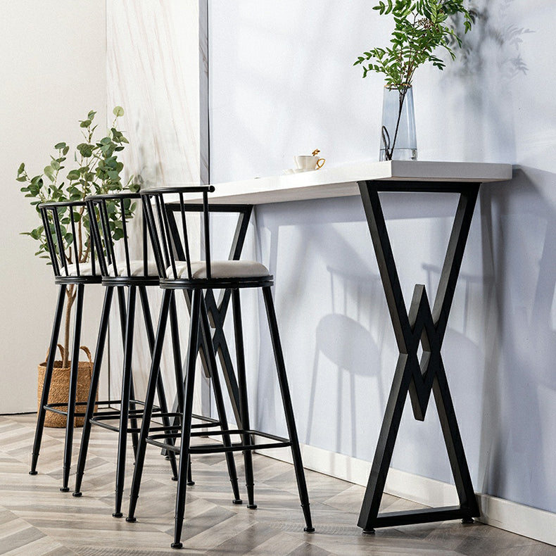 White Solid Wood Top Bar Table Industrial Bistro Table with Black Metal Frame