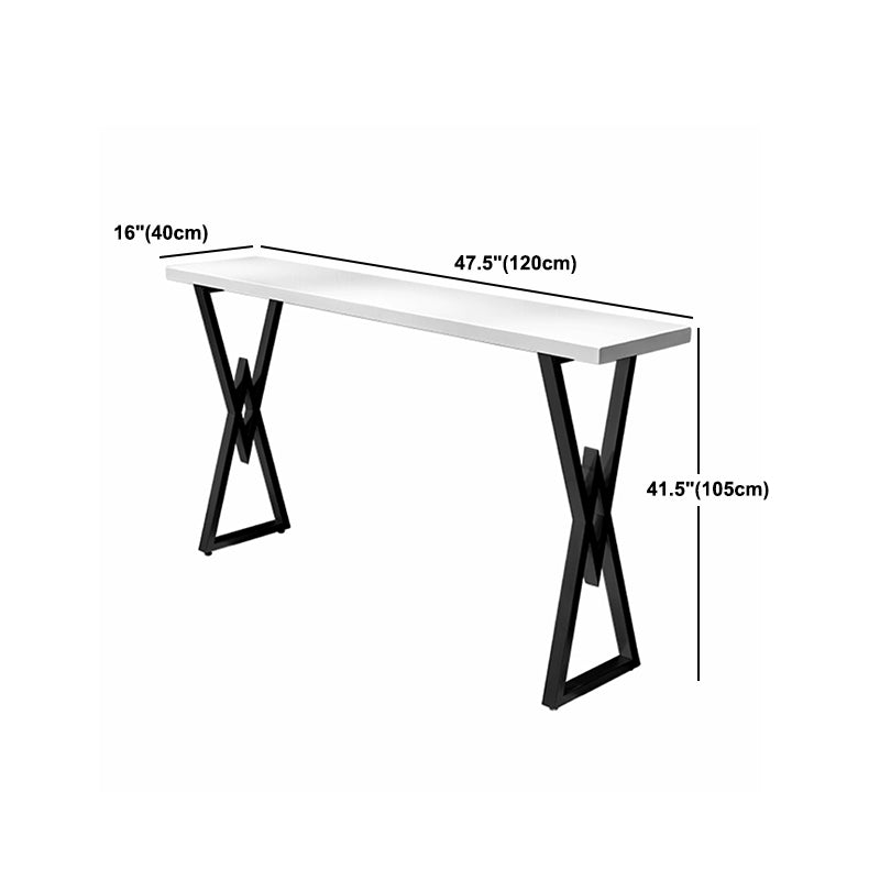 White Solid Wood Top Bar Table Industrial Bistro Table with Black Metal Frame