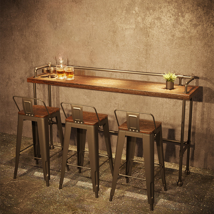 Pine Wood Top Bar Table Rectangular Industrial Bar Table with Trestle Base