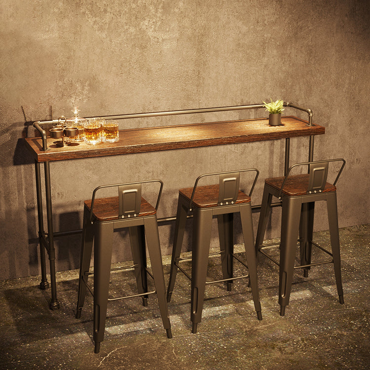 Pine Wood Top Bar Table Rectangular Industrial Bar Table with Trestle Base