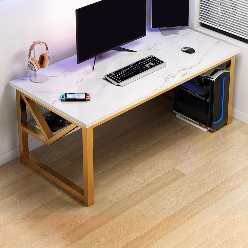 Solid Wood Computer Desk Cable Management Rectangular Computer Desk