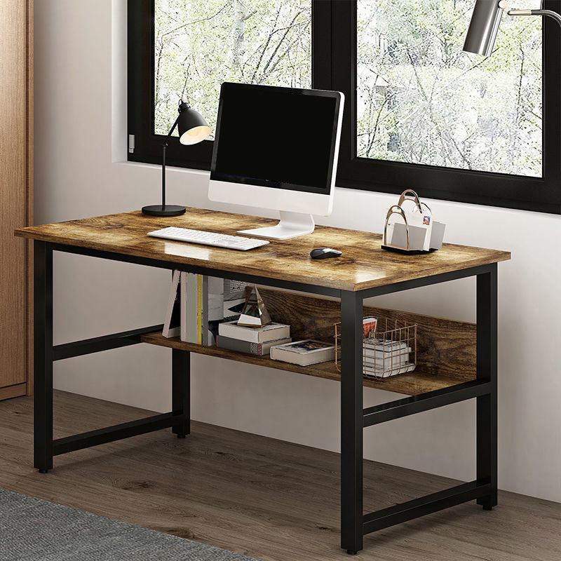 Rectangular Office Desk Glam Wooden Writing Desk with Metal Legs