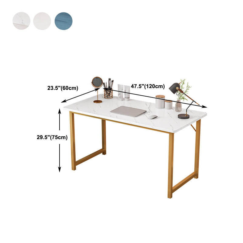 Rectangular Office Desk Glam Wooden Writing Desk with Metal Legs