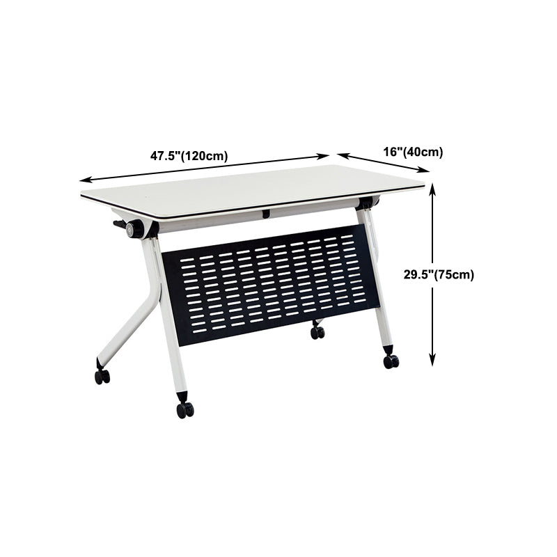 Contemporary Office Desk Rectangular Writing Desk with Caster Wheels