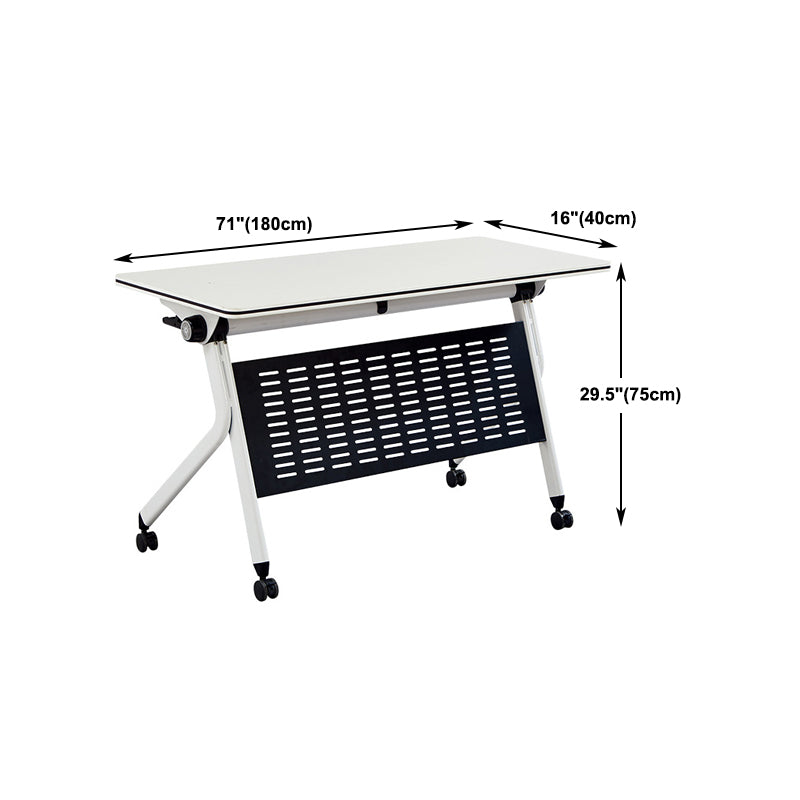 Contemporary Office Desk Rectangular Writing Desk with Caster Wheels