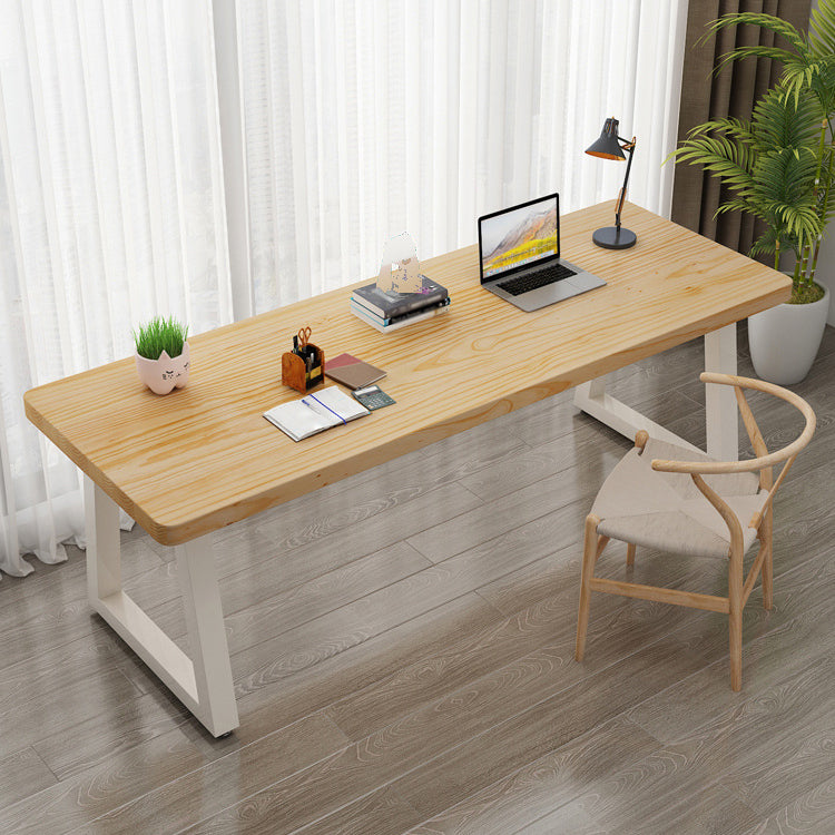 30"H Modern Office Desk Sled Rectangular Solid Wood Writing Desk