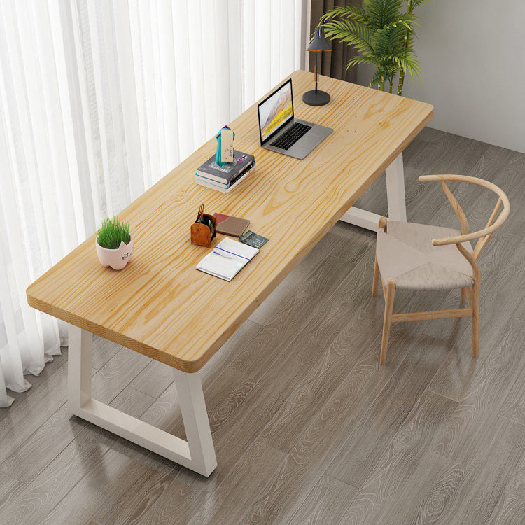 30"H Modern Office Desk Sled Rectangular Solid Wood Writing Desk