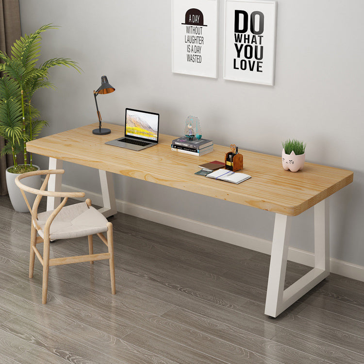 30"H Modern Office Desk Sled Rectangular Solid Wood Writing Desk