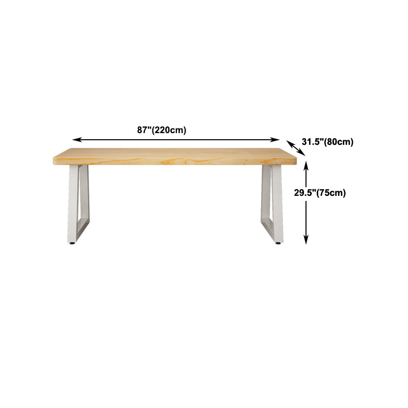 30"H Modern Office Desk Sled Rectangular Solid Wood Writing Desk