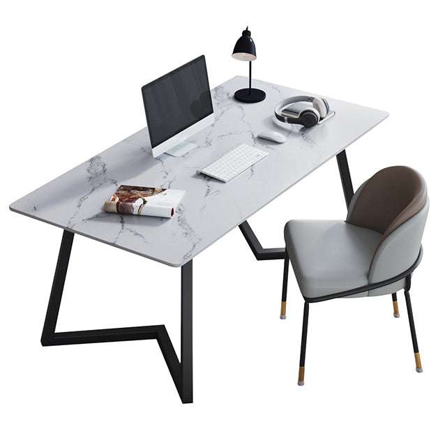 29.5" H Writing Desk Contemporary Office Desk With Metal Legs