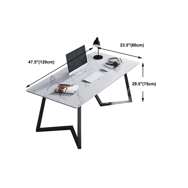 29.5" H Writing Desk Contemporary Office Desk With Metal Legs