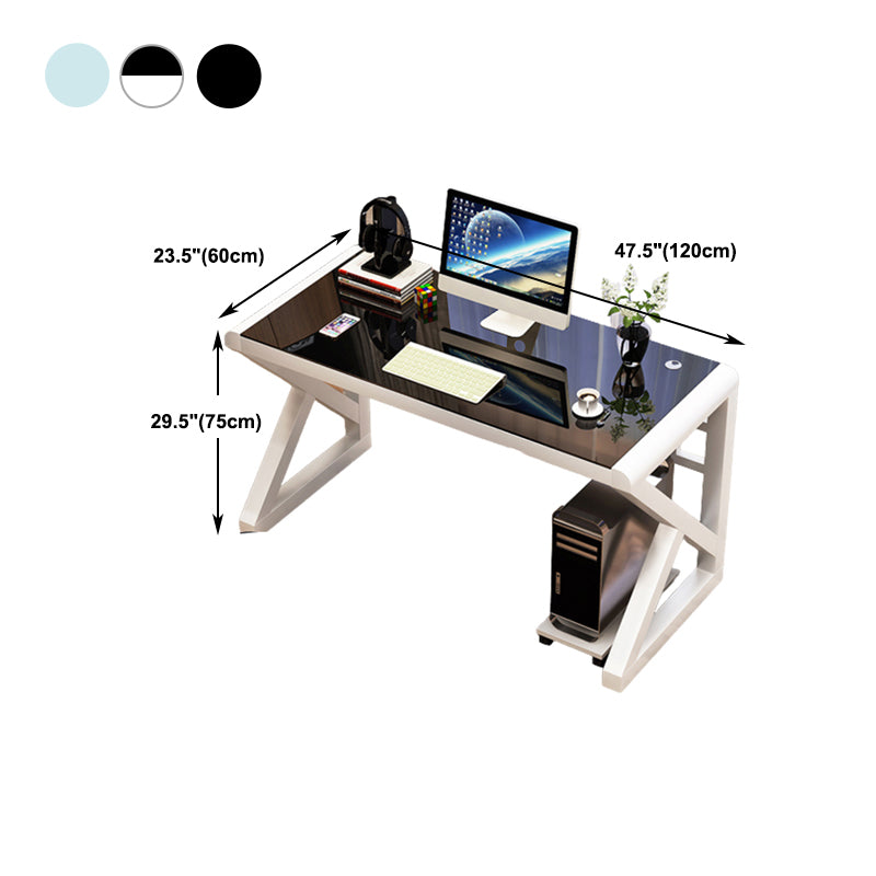 29.5" H Contemporary Gaming Desk Glass Cable Management Computer Desk