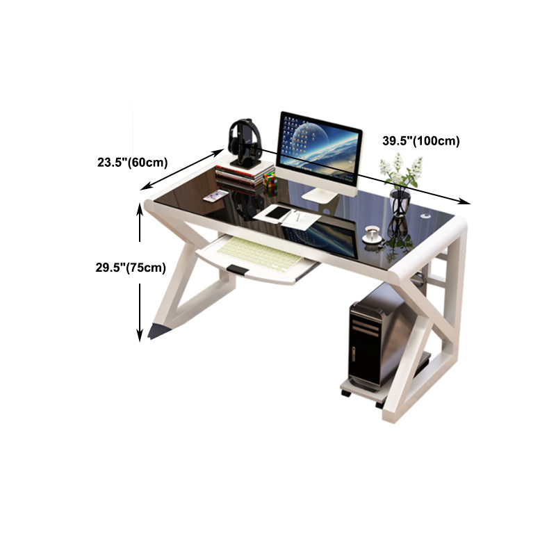 29.5" H Contemporary Gaming Desk Glass Cable Management Computer Desk