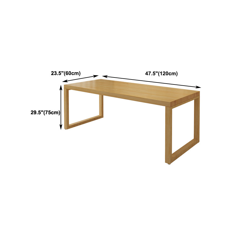 30"H Modern Office Desk Solid Wood Rectangular Natural Writing Desk