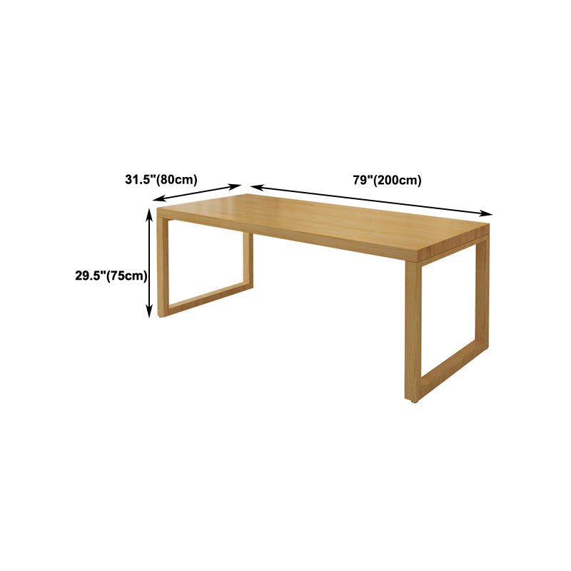 30"H Modern Office Desk Solid Wood Rectangular Natural Writing Desk