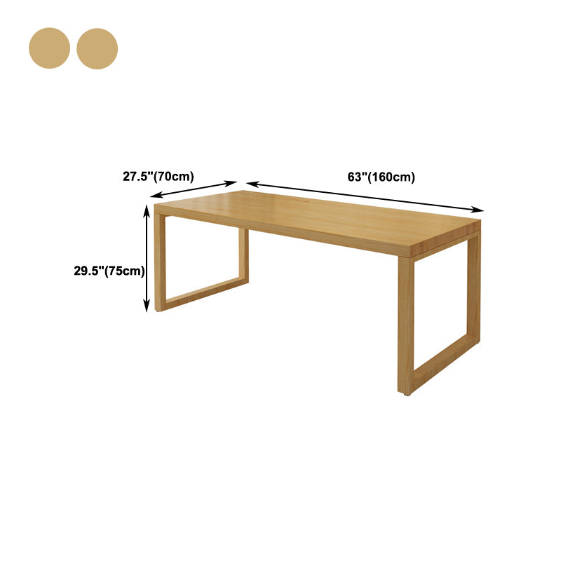 30"H Modern Office Desk Solid Wood Rectangular Natural Writing Desk