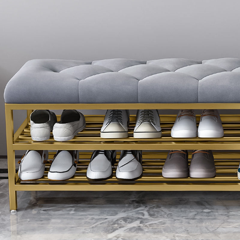 Glam Entryway Bench 18.11 Inch H Cushioned Bench with Shoe Storage