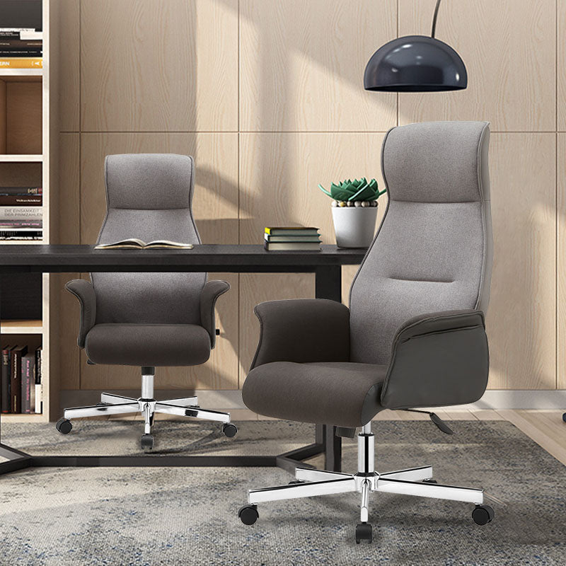 High Back Executive Chair Padded Arms Leather Soft Swivel Office Chair